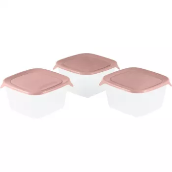 Ensemble de boîtes alimentaires carrées Fresh&Go 3x1,2 L rose CURVER