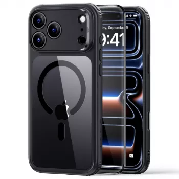 Coque MagSafe & verre trempé Classic Hybrid pour iPhone 17 Pro / 18 Pro transparente/noire ESR