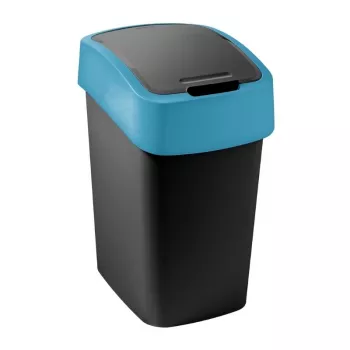 CURVER Flip Bin 9L Poubelle Noire avec couvercle bleu