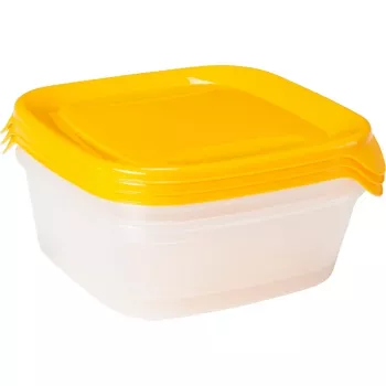CURVER Fresh & Go set de gamelles pour animaux 3 pièces, 0,8L chacune, jaune, couvercles hermétiques