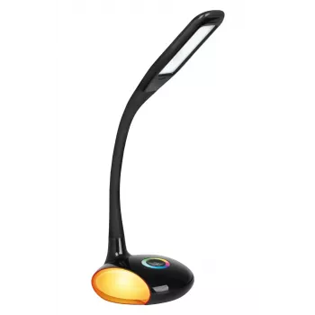 Lampe de bureau LED Activejet AJE-VENUS RGB noire avec base RGB, éclairage principal 7W, base RGB 3W, 400lm, 3000K/4500K/6000K, commande tactile, bras flexible