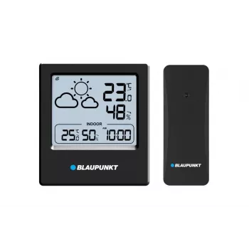 Station météo Blaupunkt WS10BK avec capteur extérieur, écran LCD couleur, prévisions, humidité, alarme, noir