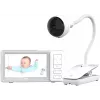 Babyphone vidéo Chillax DM685 Wi-Fi/FHSS avec unité parentale 5 pouces, caméra 1080p, fonction panoramique-inclinaison, vision nocturne, interphone, capteur de température, berceuses, blanc