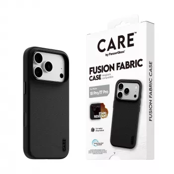 CARE by PanzerGlass Fusion Fabric étui noir avec MagSafe pour iPhone 17 Pro