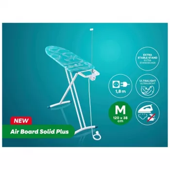 LEIFHEIT Air Board M Solid Plus table à repasser 120x38cm avec housse Thermo-Reflect