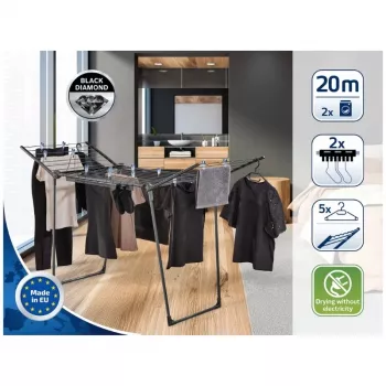 Étendoir à linge LEIFHEIT Pegasus 200 Solid Black 20 m, pliable