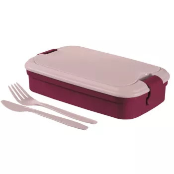 Boîte alimentaire rectangulaire CURVER Lunch&Go avec couverts 1,4L violette