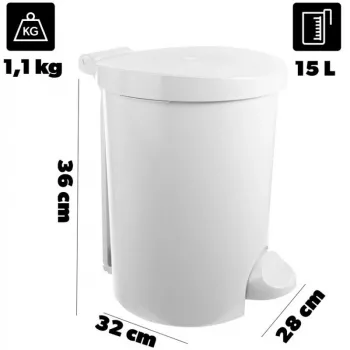 Poubelle à pédale CURVER Deco 15L blanche avec seau intérieur amovible