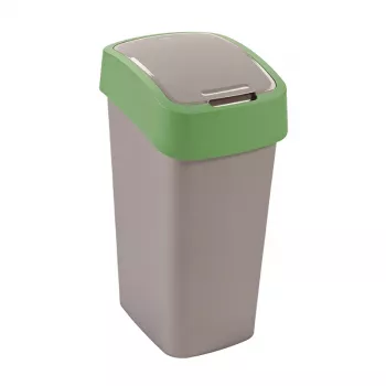 Poubelle CURVER Flip Bin 45L argent/vert