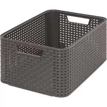 CURVER Style M boîte de rangement 38,6x28,7x17 cm gris foncé effet rotin 18L