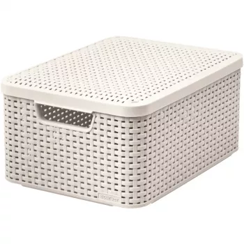 Boîte de rangement CURVER Style M avec couvercle, 39,3 x 29,3 x 18,7 cm, crème, 21,6L, pliable