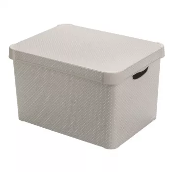 Curver Boîte de rangement Deco Stockholm L avec couvercle 39,5x29,5x23,5 cm pois noir/blanc
