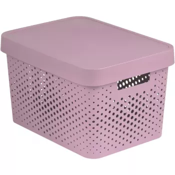 Curver Boîte de rangement Infinity en matériau recyclé 17 L, 36 x 27 x 22 cm, rose