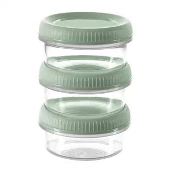 Curver Smart Eco To Go ensemble de 3 coupelles à sauce rondes, 0,08 L chacune, Soft Green