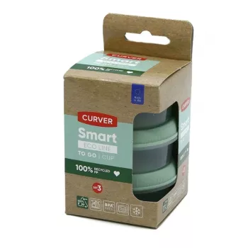 Curver Smart Eco To Go ensemble de 3 coupelles à sauce rondes, 0,08 L chacune, Soft Green
