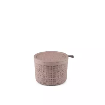 CURVER Jute panier de rangement rond avec couvercle 2L rose 17x13cm