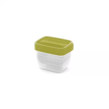 CURVER ensemble de boîtes de conservation alimentaire rectangulaires 4 x 0,75 L Vedo transparent vert | hermétique et empilable