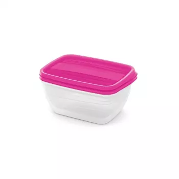 CURVER ensemble de boîtes de conservation alimentaire rectangulaires 2x1,3 L Vedo transparent rose