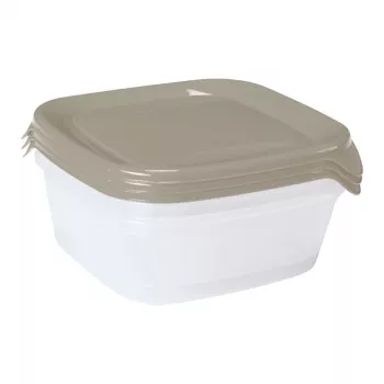 CURVER Fresh&Go ensemble de 3 boîtes de conservation alimentaire carrées 0,8 L beige