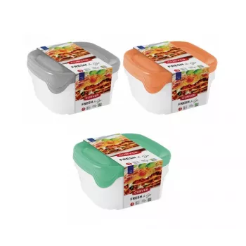 Curver Fresh & Go Lot de 3 boîtes de conservation, 0,8 L chacune, rectangulaires, couvercles hermétiques, couleurs assorties, sans BPA