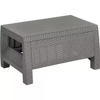 KETER Corfu Garden Coffee Table, Rattan-Effect Resin, Beige, Rectangular, Weather-Resistant, UV-Protected, Easy Assembly