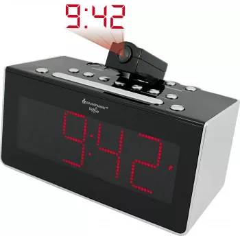 Soundmaster FUR6005 Radio-réveil FM avec projection et double alarme, affichage LED rouge, noir