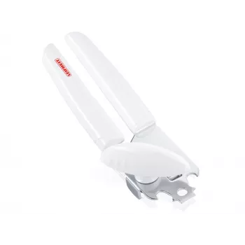 Ouvre-boîte manuel LEIFHEIT Exact en acier inoxydable avec ouvre-bouteille blanc/vert