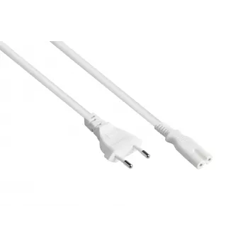 Kabelmeister Câble d'alimentation Euro Type C vers C7 Figure-8, blanc, 0,75mm², 10m