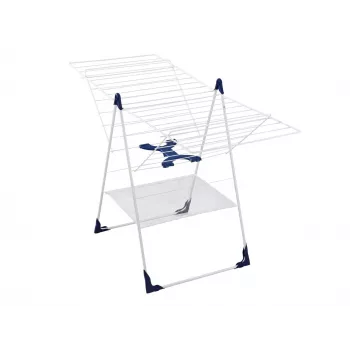 Étendoir à linge LEIFHEIT Classic 250 Flex - 25 m de longueur de séchage, ailes réglables en hauteur, pliable, blanc/bleu