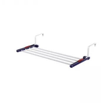 LEIFHEIT Sèche-linge suspendu Quartett 20, longueur de séchage 2 m, 4 tiges en acier revêtu, pliable, blanc/bleu