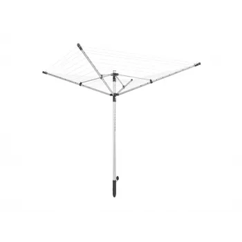 LEIFHEIT LinoPush 500 Étendoir rotatif, 50 m de corde à linge, aluminium, bouton-poussoir, fourreau de sol inclus