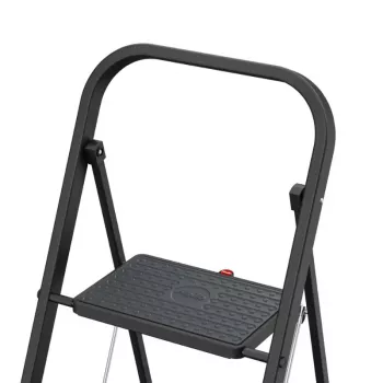 HAILO K44 StandardLine Marchepied pliable avec barre de sécurité, 2 marches, acier, noir, 150 kg