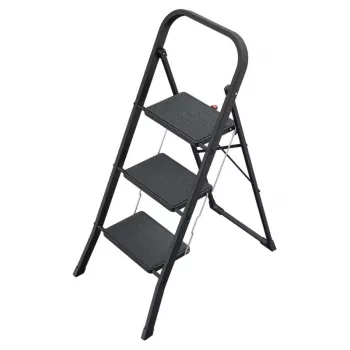 HAILO K44 StandardLine Marchepied pliable, 3 marches, barre de sécurité, noir, 150 kg