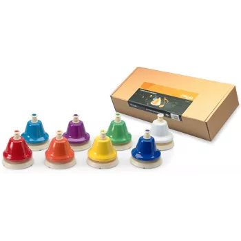 Jeu de 8 cloches de table diatoniques Stagg TB SET avec mécanisme à bouton-poussoir, code couleur, C5-C6