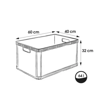 keeeper Robert 64L Boîte de transport renforcée, 60 kg de charge, 600x400x320 mm, gris