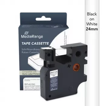 Cassette de ruban d'étiquetage MediaRange Dymo D1 24 mm x 7 m noir sur blanc (S0720930/53713)