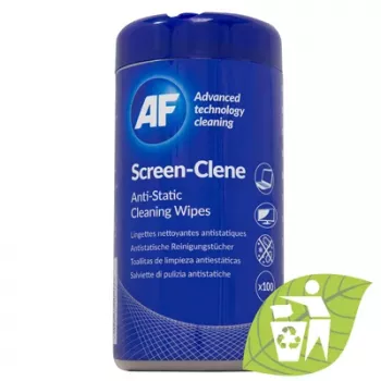 Lingettes de nettoyage d'écran AF Screen-Clene TFT/LCD 100 pièces pot ECO