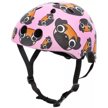 Casque de vélo enfant Hornit Pug avec lumières LED - rose, 48-53 cm PUS806