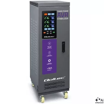 Stabilisateur de tension triphasé Qoltec AVR MULTIPROTECTION | 40 kVA | précision ± 3 % | servomoteur 3F | LCD | Expert Line