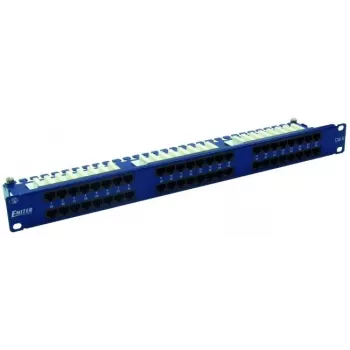 Panneau de brassage EMITERNET 48 ports RJ45 UTP Cat.6 1U avec barre de gestion des câbles, bleu