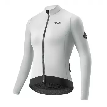 Veste de cyclisme femme ROCKBROS YDWT006 TVI - coupe-vent déperlante doublée en polaire thermique, blanc-gris, taille S