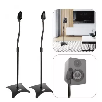 DNA SS 1 SET – Paire de pieds d'enceinte en acier, hauteur réglable 800-1300 mm, charge 30 kg, pliables, noirs