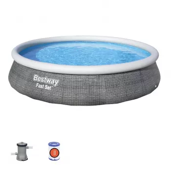 Bestway Fast Set 57376 Above Ground Pool Round 7,340 L Grey