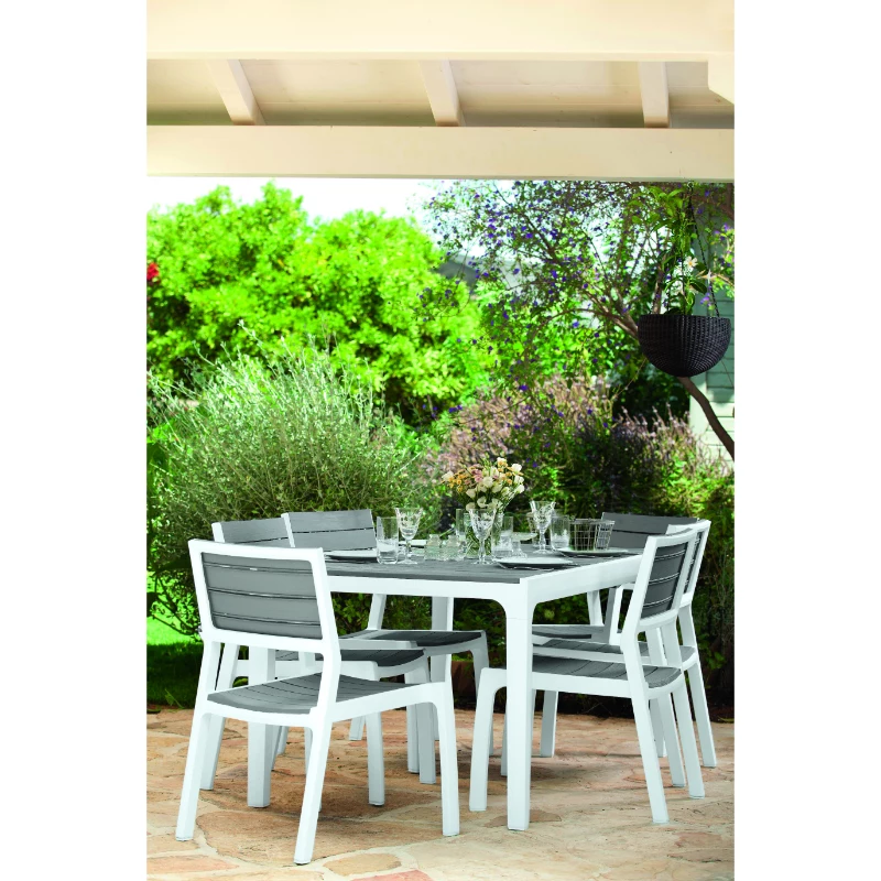 Table de repas de jardin Keter Harmony blanche/gris clair 29201231