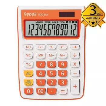 REBELL RE-SDC912OR BX calculatrice semi-bureau, écran LCD 12 chiffres, double alimentation, noir/argent