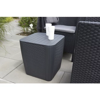 KETER table/coffre de rangement de jardin Luzon Flat Wicker, gris