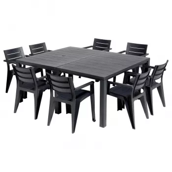 Table de jardin KETER Julie Double Table (2 configurations) grise