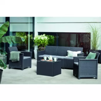 KETER Garden furniture set Elodie 5 Seater with table/storage box grey