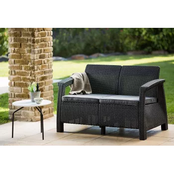 Canapé de jardin double KETER Corfu Love Seat gris