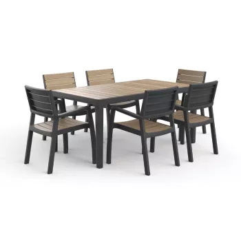 Table de jardin KETER Deco Corale 160 aspect teck/gris